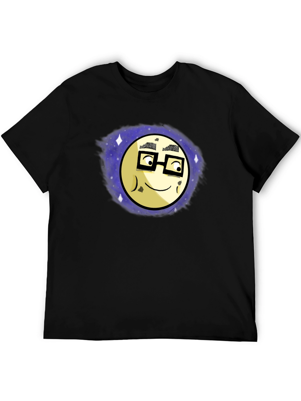 Nerdy Moon Graphic Tee - Black Cotton T-Shirt