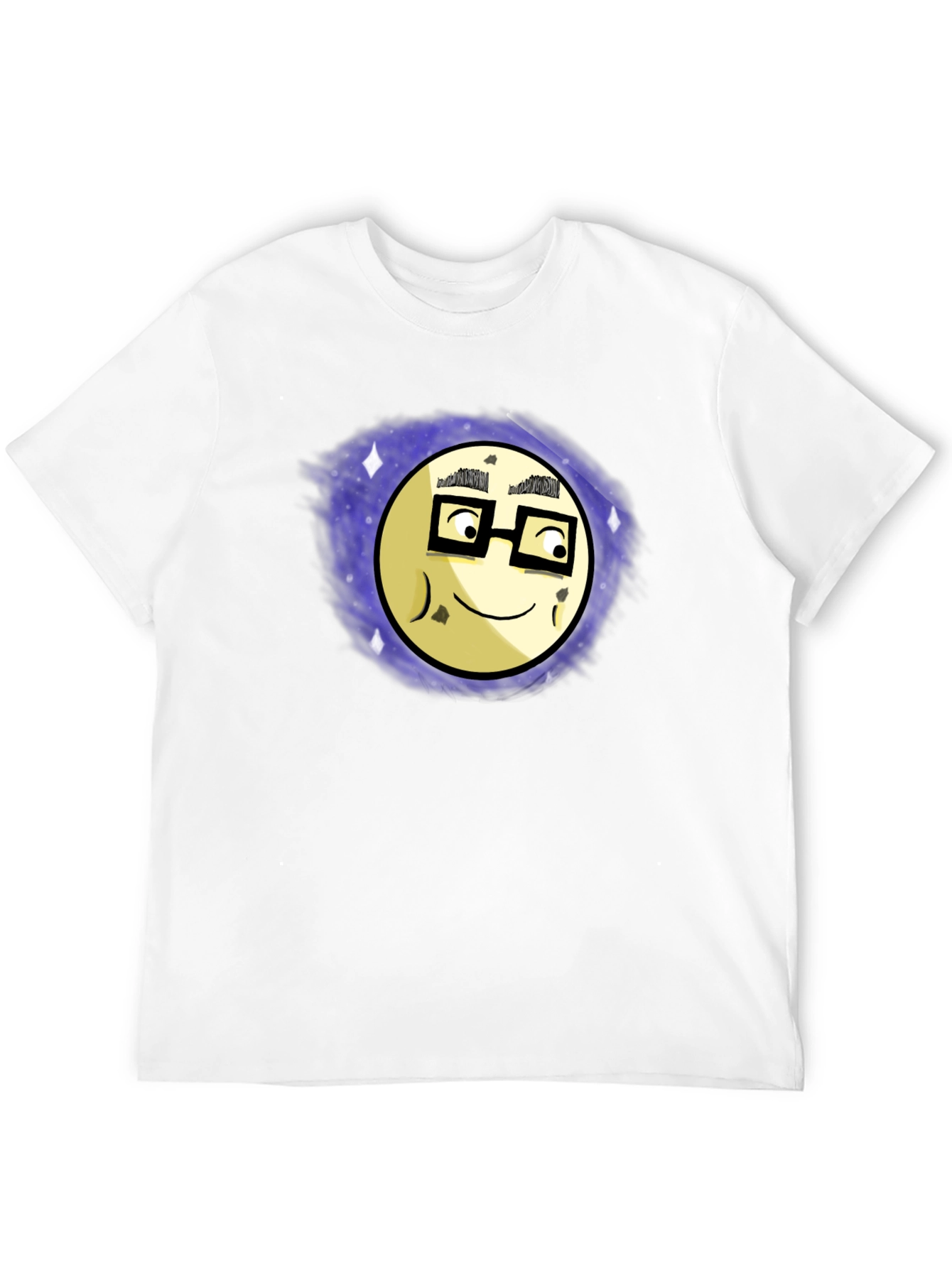 Nerdy Moon Graphic Tee - Black Cotton T-Shirt