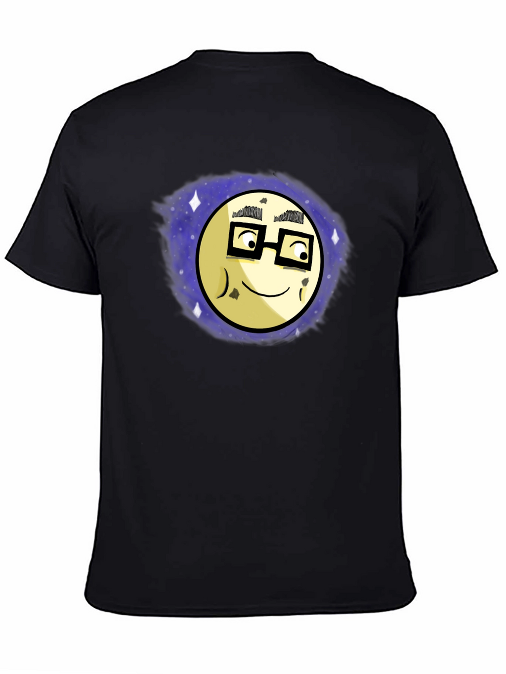 Nerdy Moon Graphic Tee - Black Cotton T-Shirt