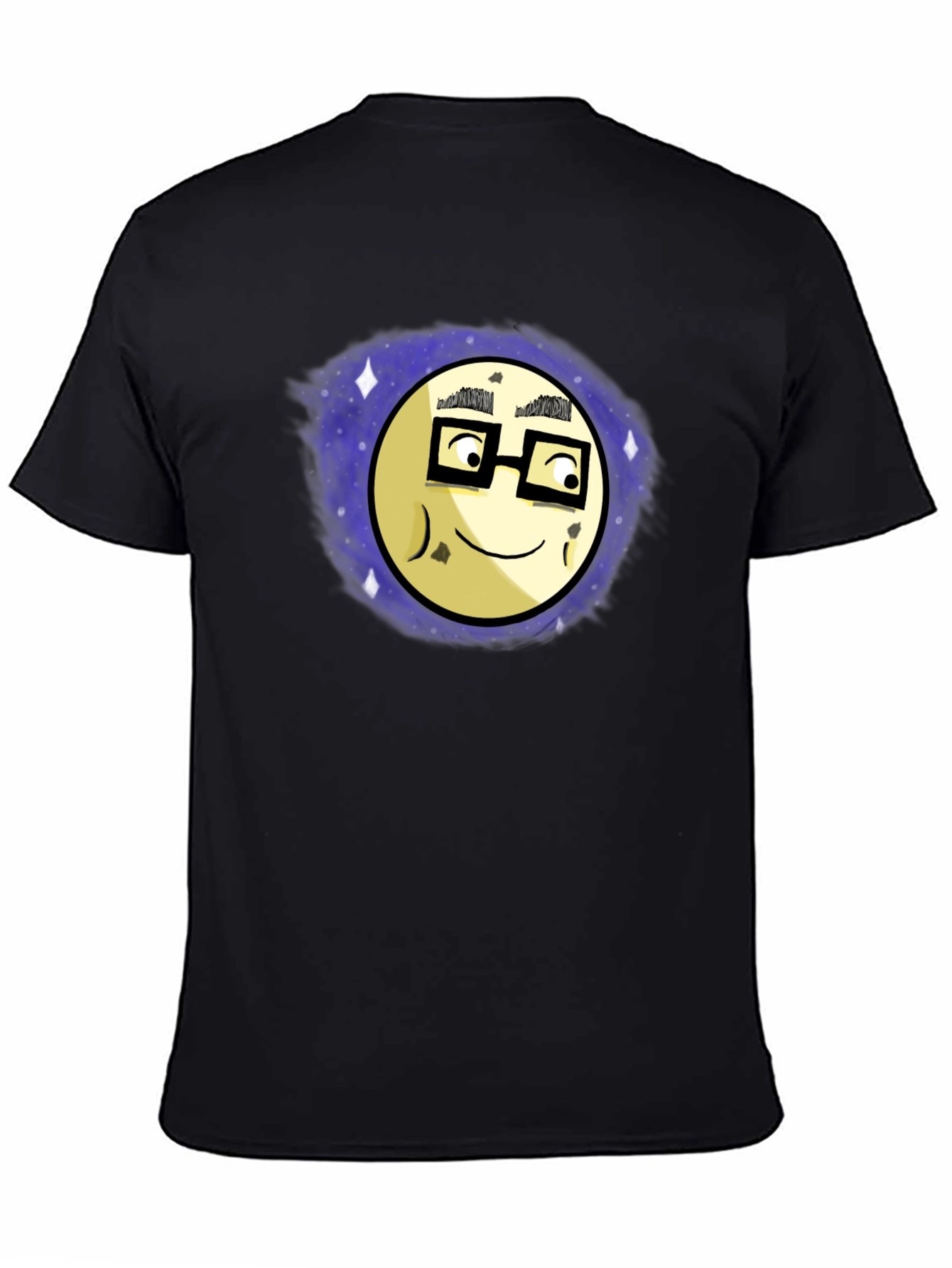 Nerdy Moon Graphic Tee - Black Cotton T-Shirt