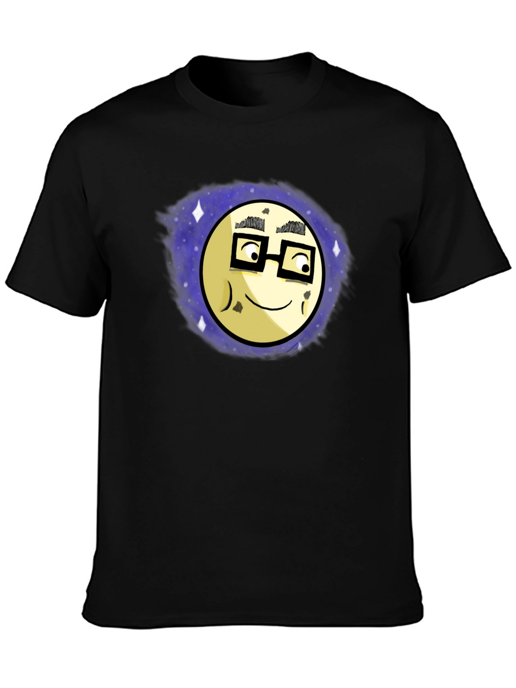 Nerdy Moon Graphic Tee - Black Cotton T-Shirt