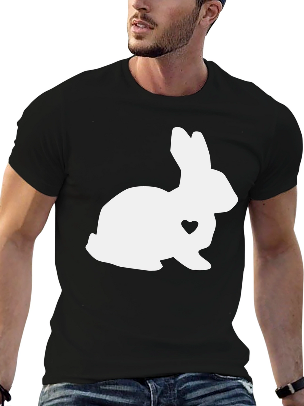 Bunny Heart Tee - Black Casual T-Shirt