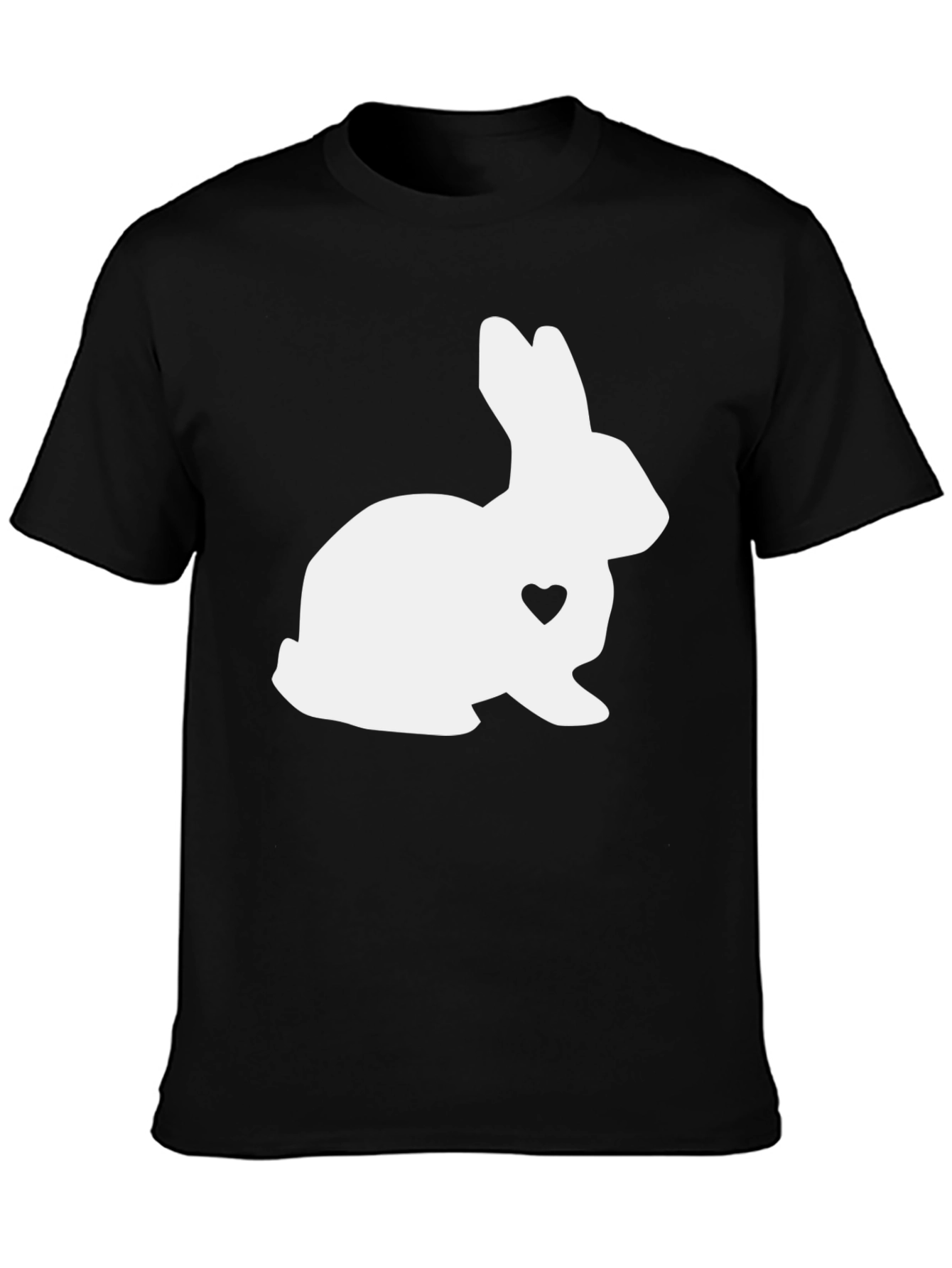 Bunny Heart Tee - Black Casual T-Shirt
