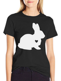 Bunny Heart Tee - Black Casual T-Shirt