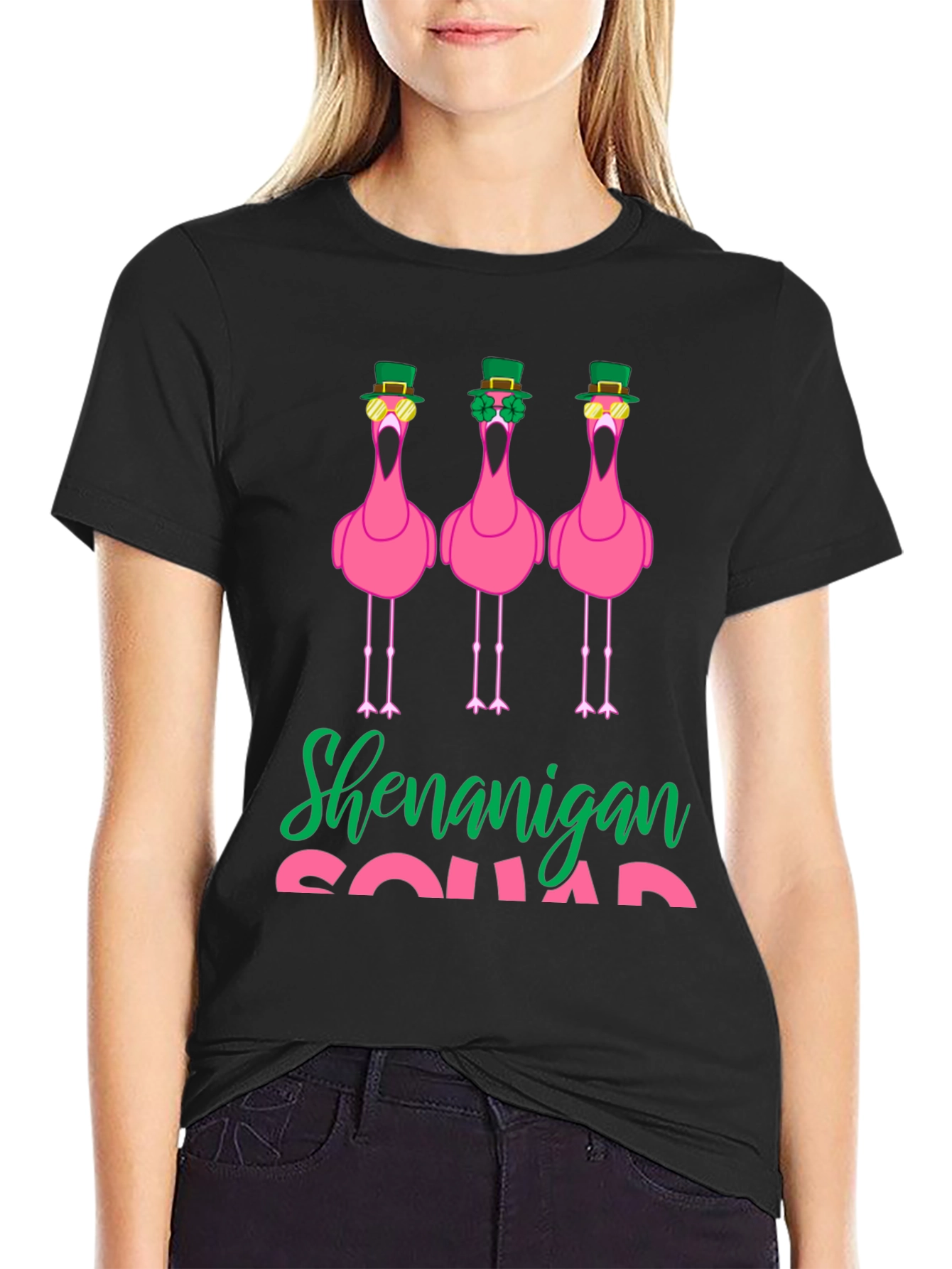 Shenanigan Squad St. Patricks Day Flamingo T-Shirt