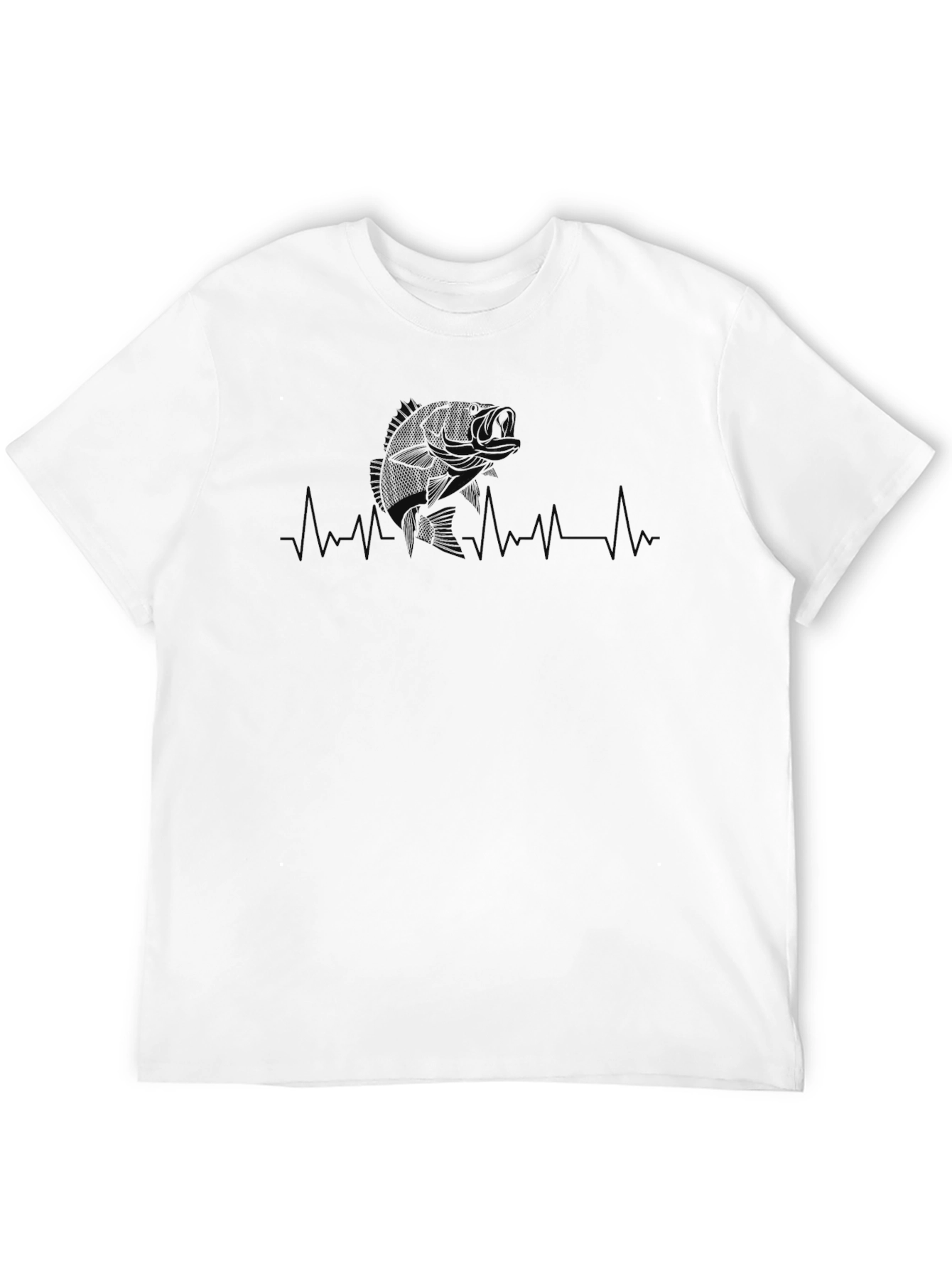 Bass Fishing Heartbeat T-Shirt - Black