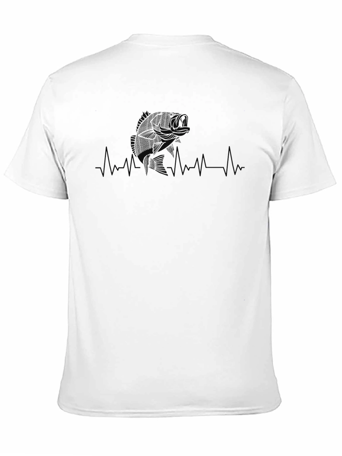 Bass Fishing Heartbeat T-Shirt - Black