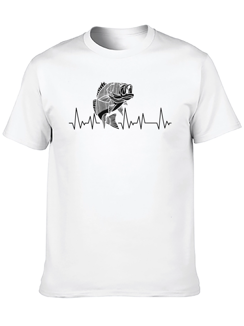 Bass Fishing Heartbeat T-Shirt - Black