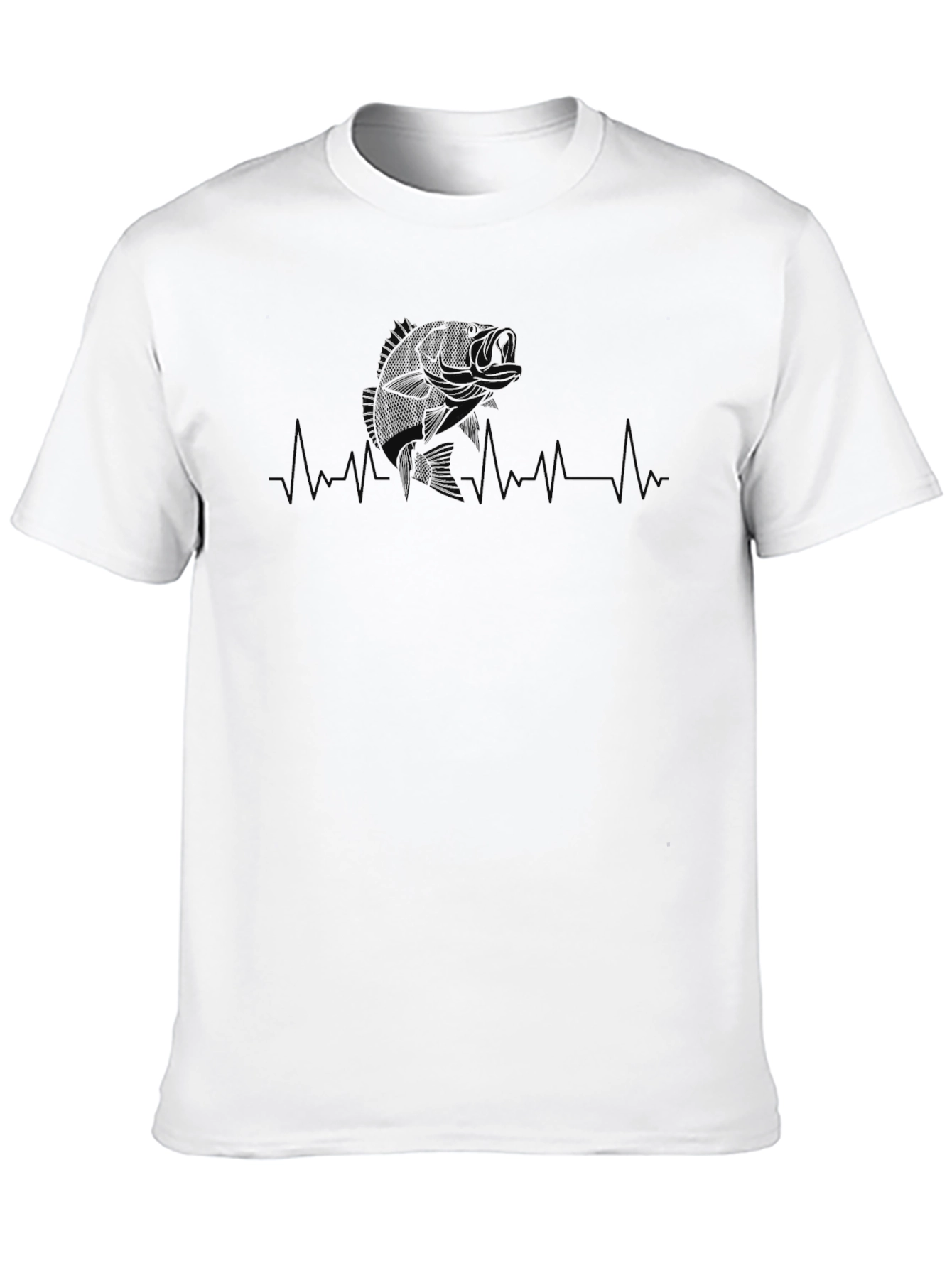 Bass Fishing Heartbeat T-Shirt - Black