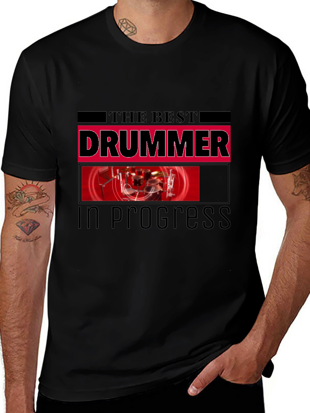The Best Drummer In Progress Black T-Shirt