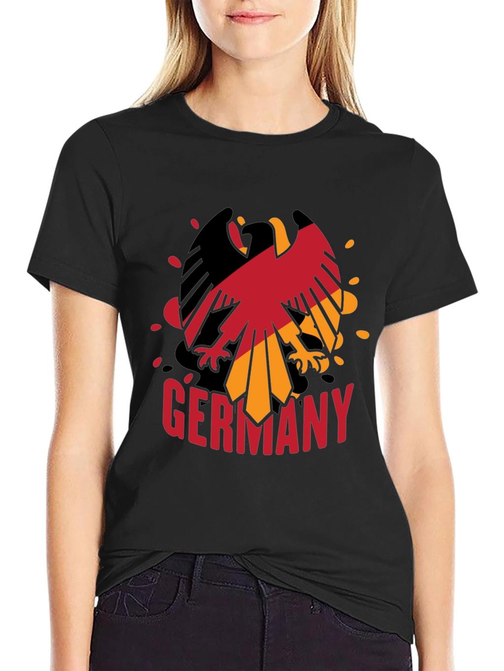 Germany Eagle Graphic Tee - Black Cotton Blend