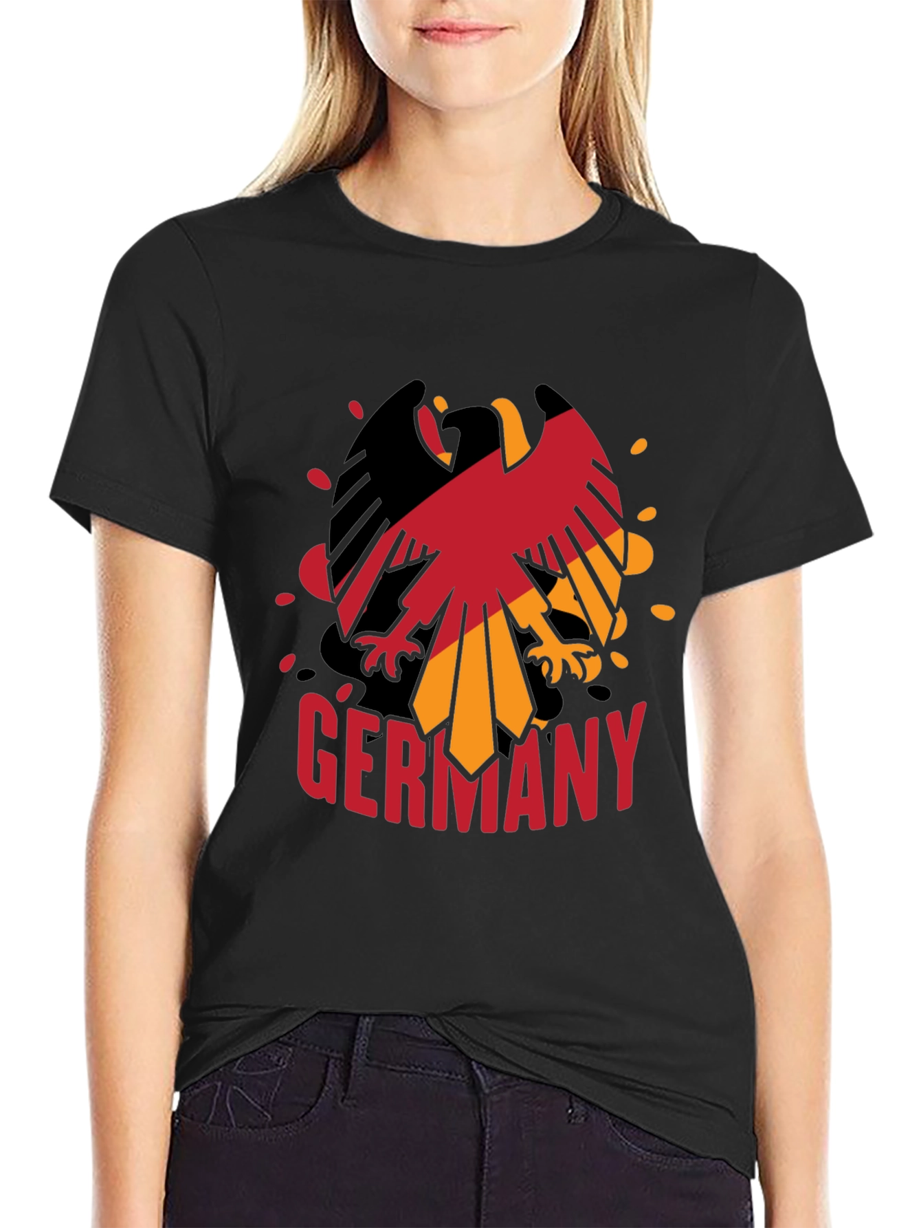 Germany Eagle Graphic Tee - Black Cotton Blend