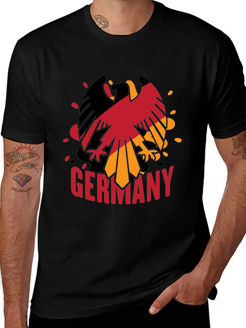 Germany Eagle Graphic Tee - Black Cotton Blend