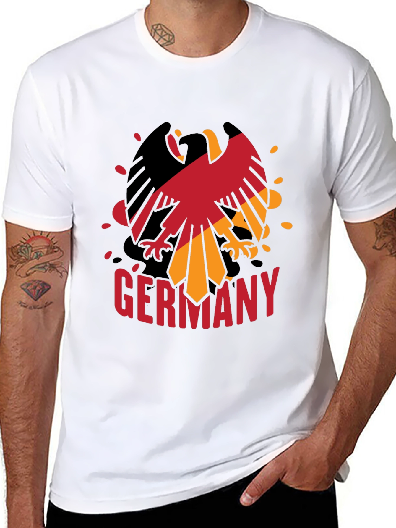 Germany Eagle Graphic Tee - Black Cotton Blend