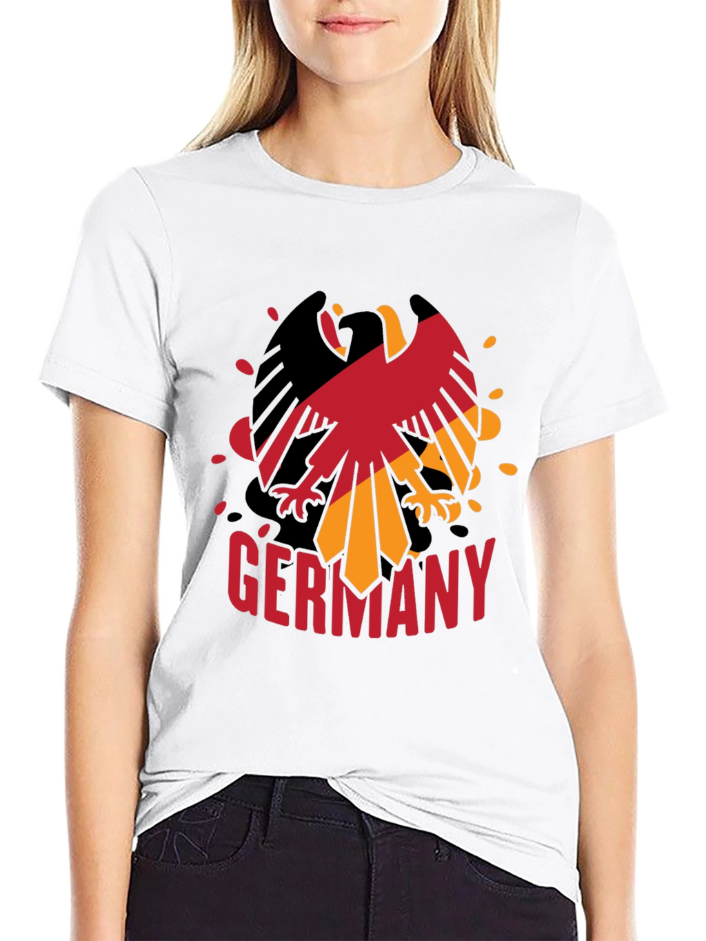 Germany Eagle Graphic Tee - Black Cotton Blend