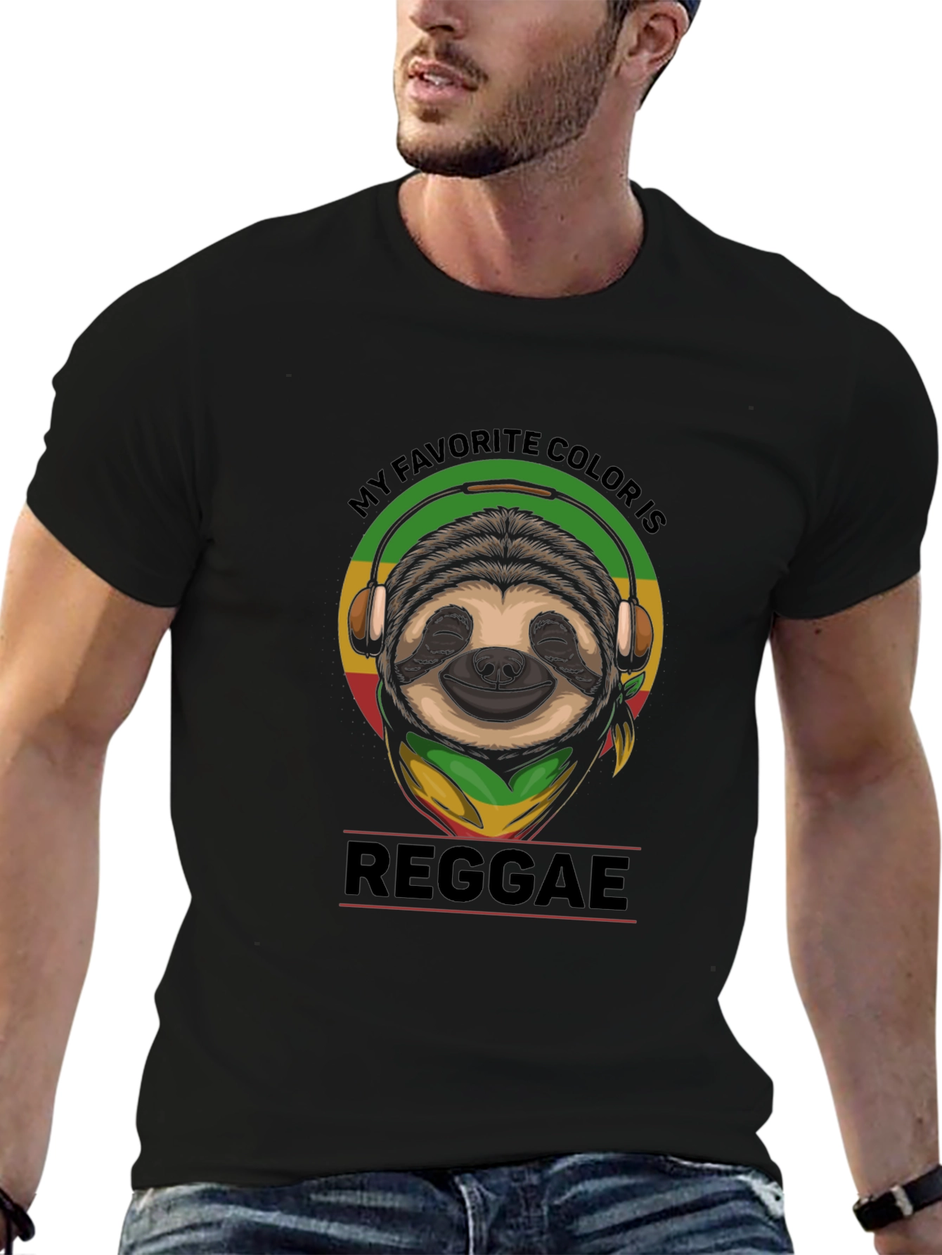 Reggae Sloth Graphic T-Shirt - My Favorite Color is Reggae