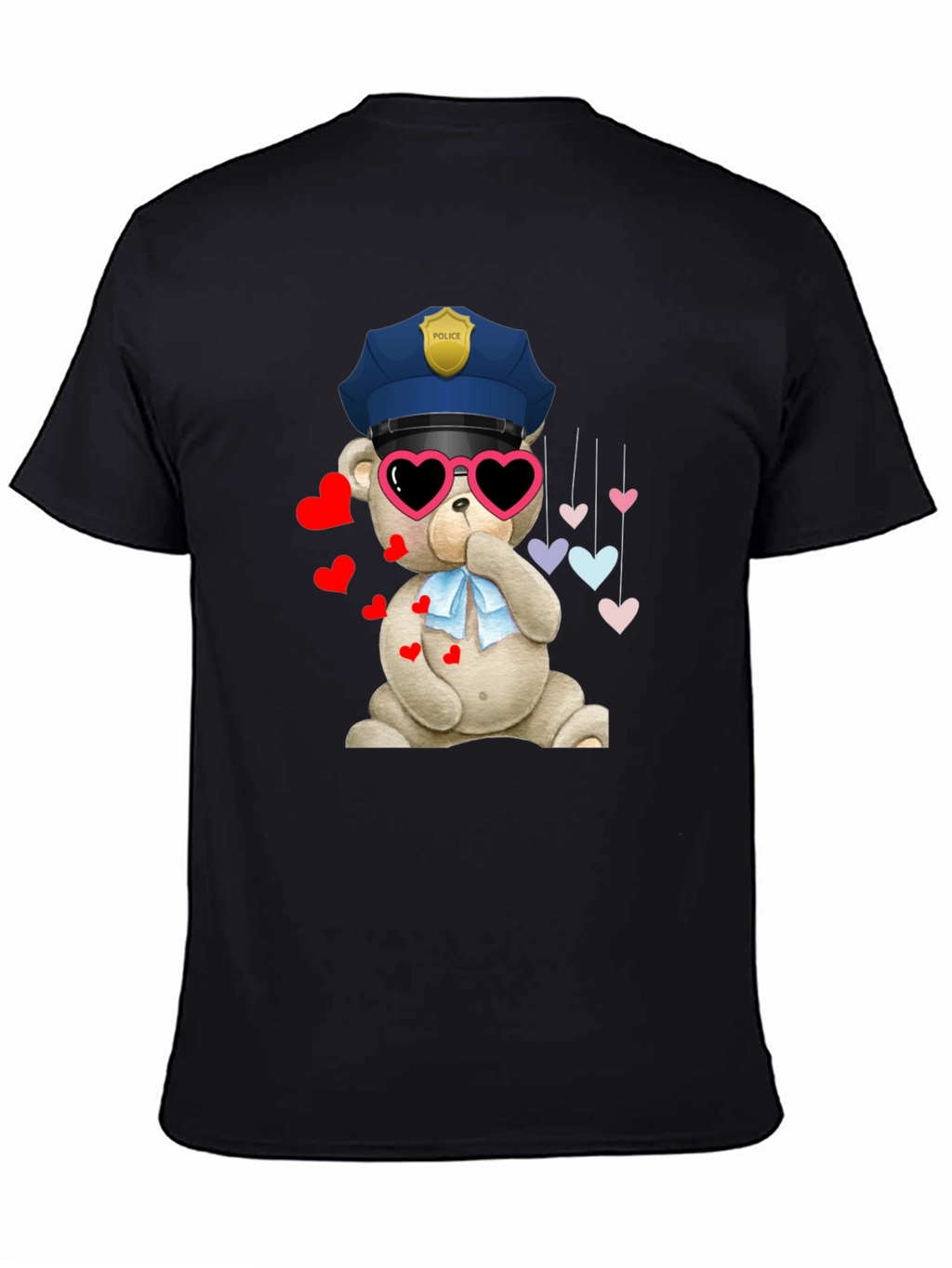 Police Bear T-Shirt with Hearts