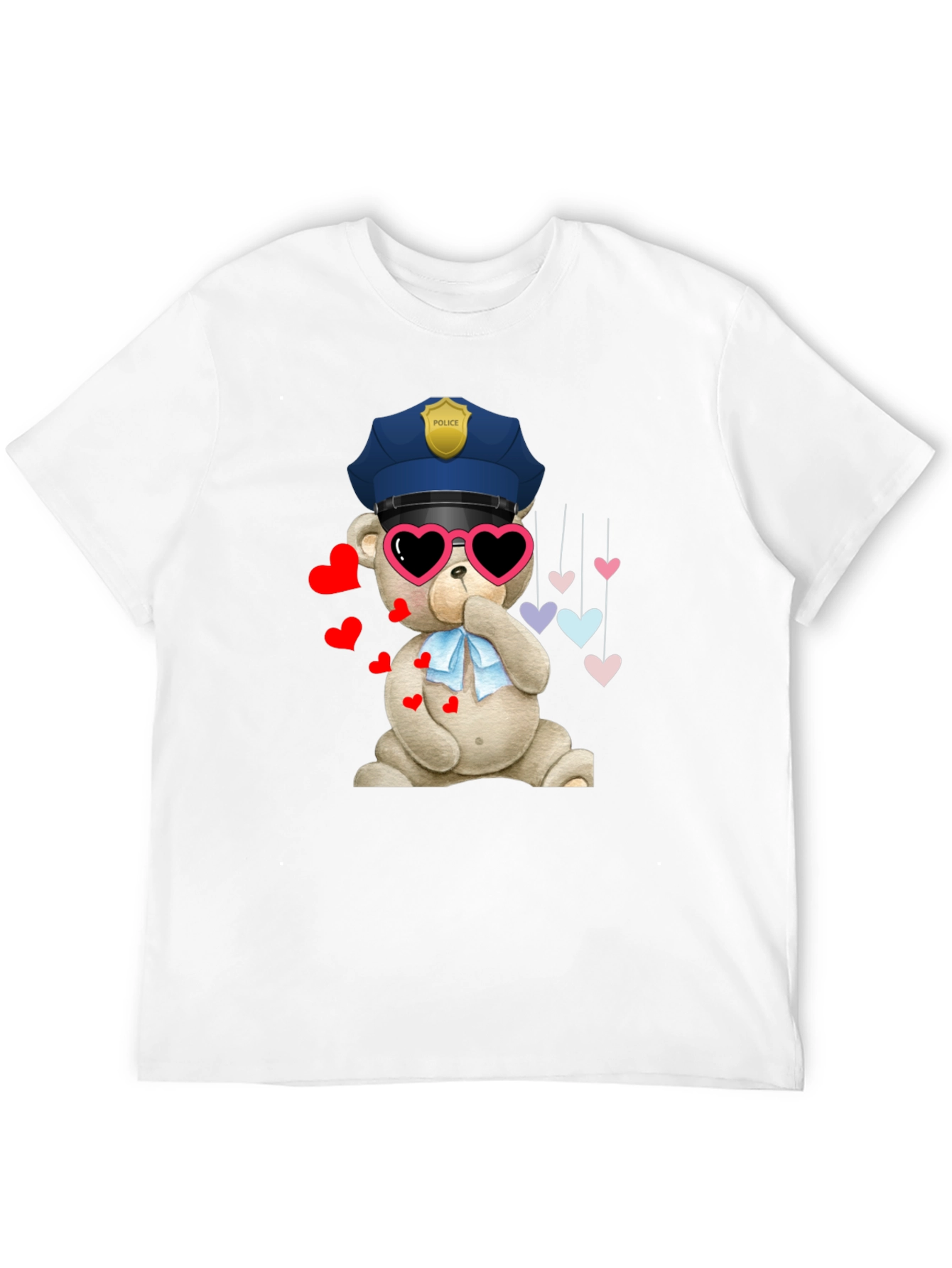 Police Bear T-Shirt with Hearts