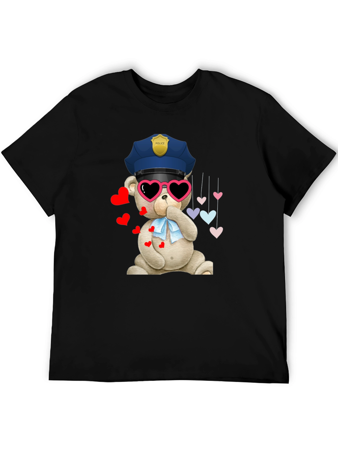 Police Bear T-Shirt with Hearts