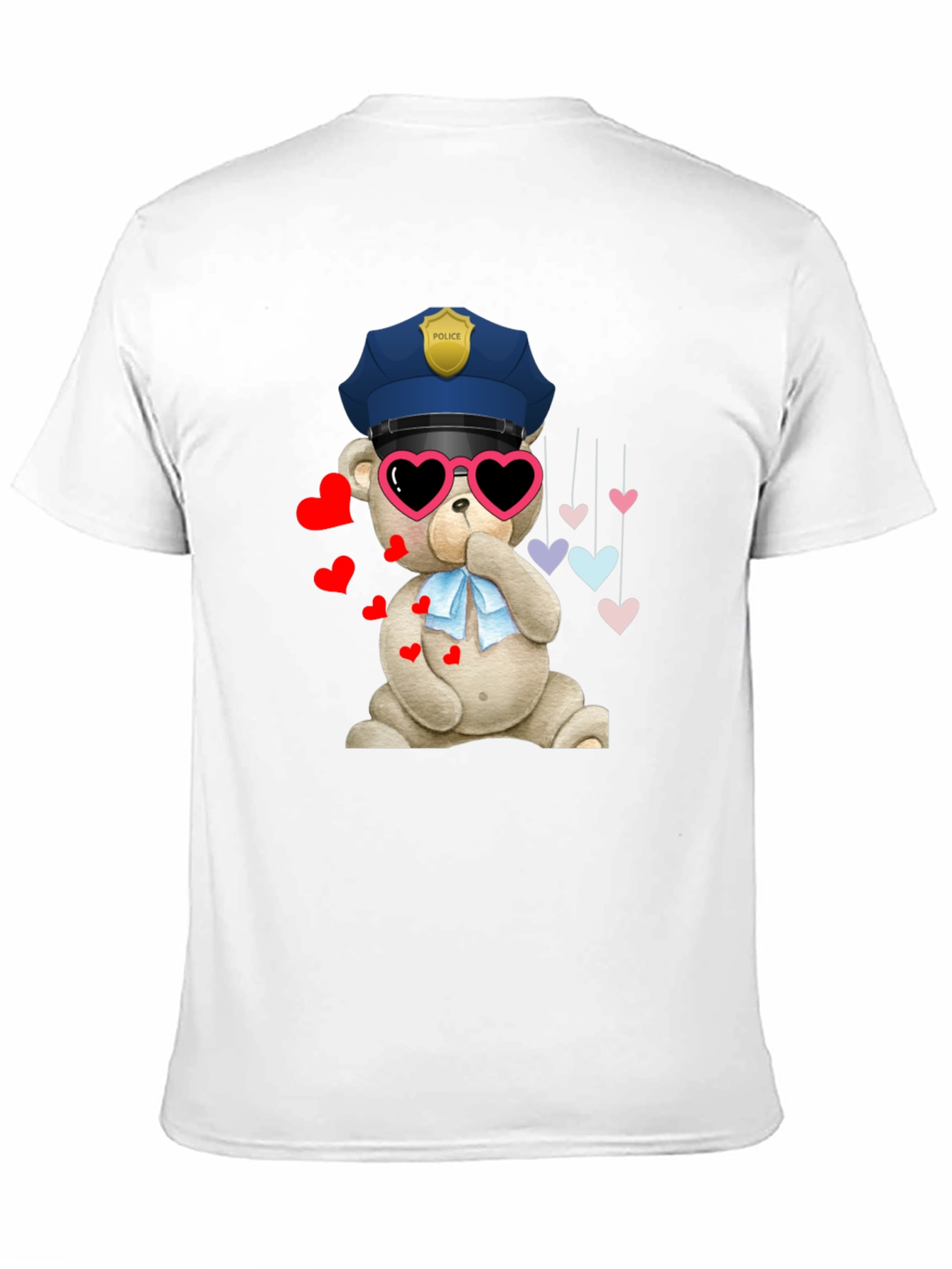 Police Bear T-Shirt with Hearts