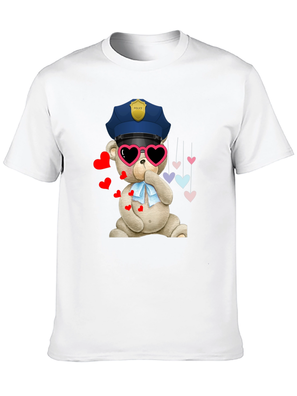 Police Bear T-Shirt with Hearts
