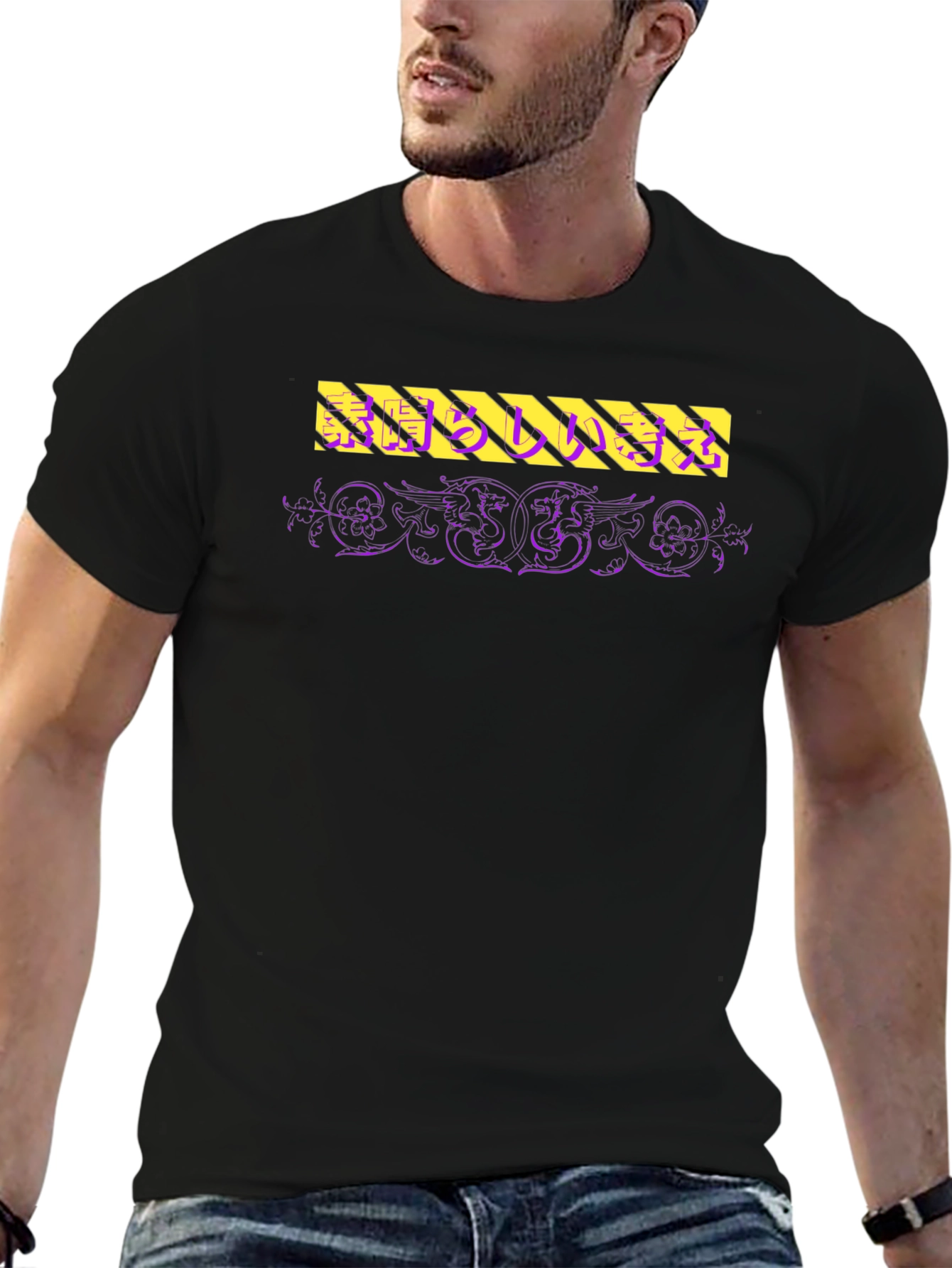 Edgy Graphic Print Crew Neck T-Shirt
