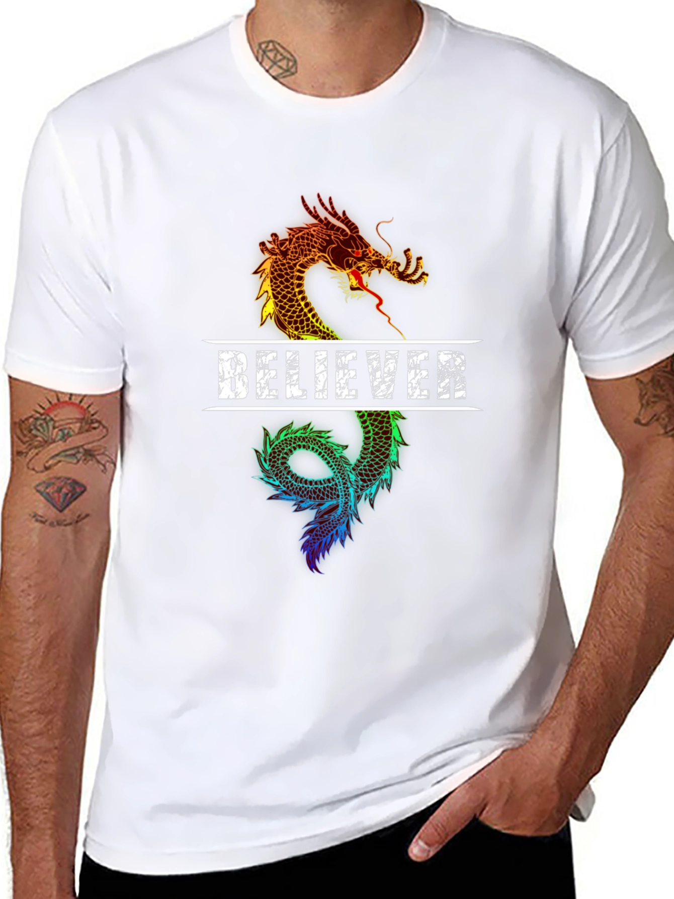 Believer Dragon Graphic Tee - Black