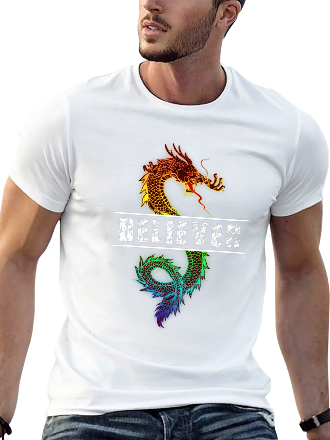 Believer Dragon Graphic Tee - Black