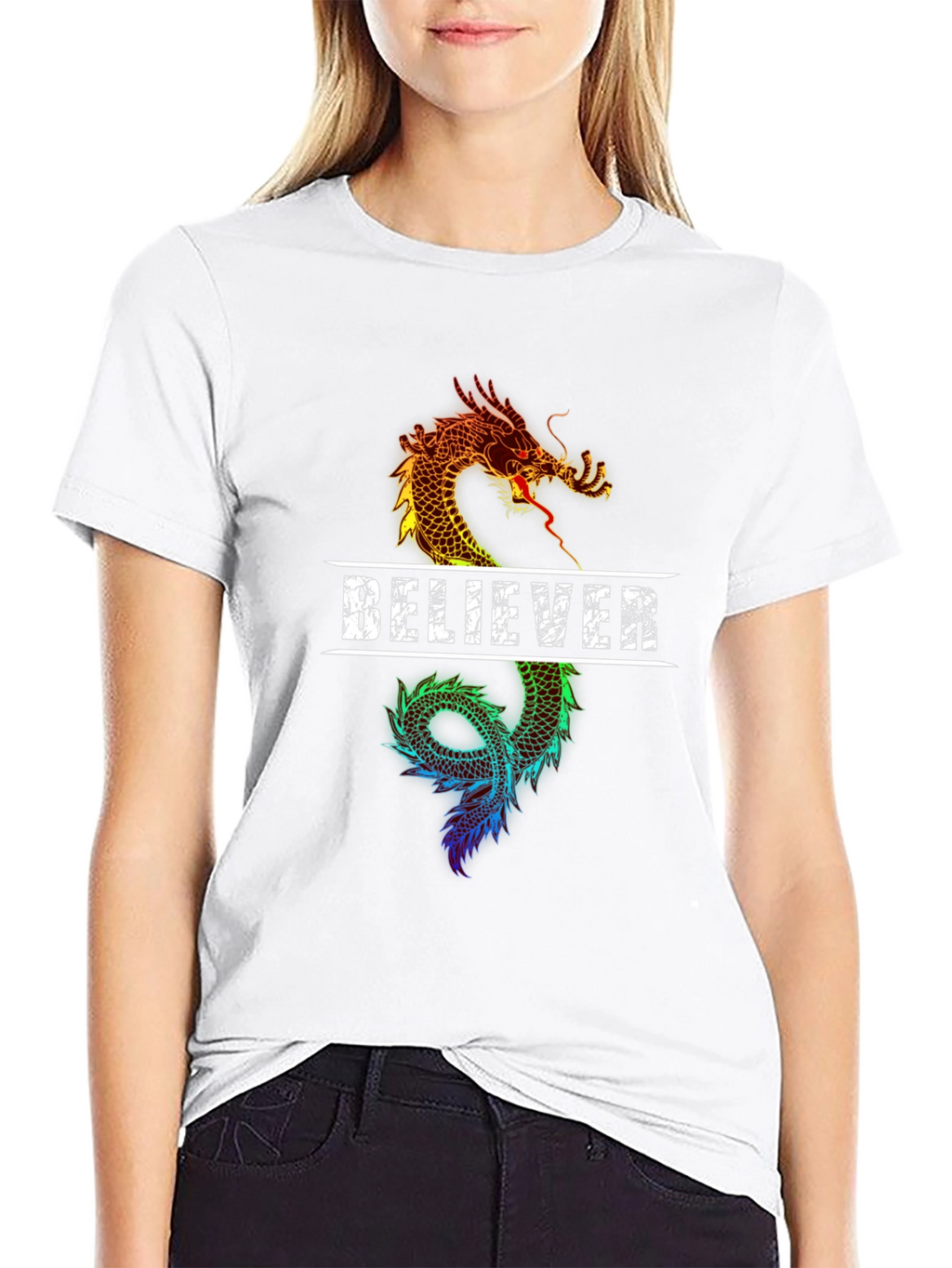 Believer Dragon Graphic Tee - Black