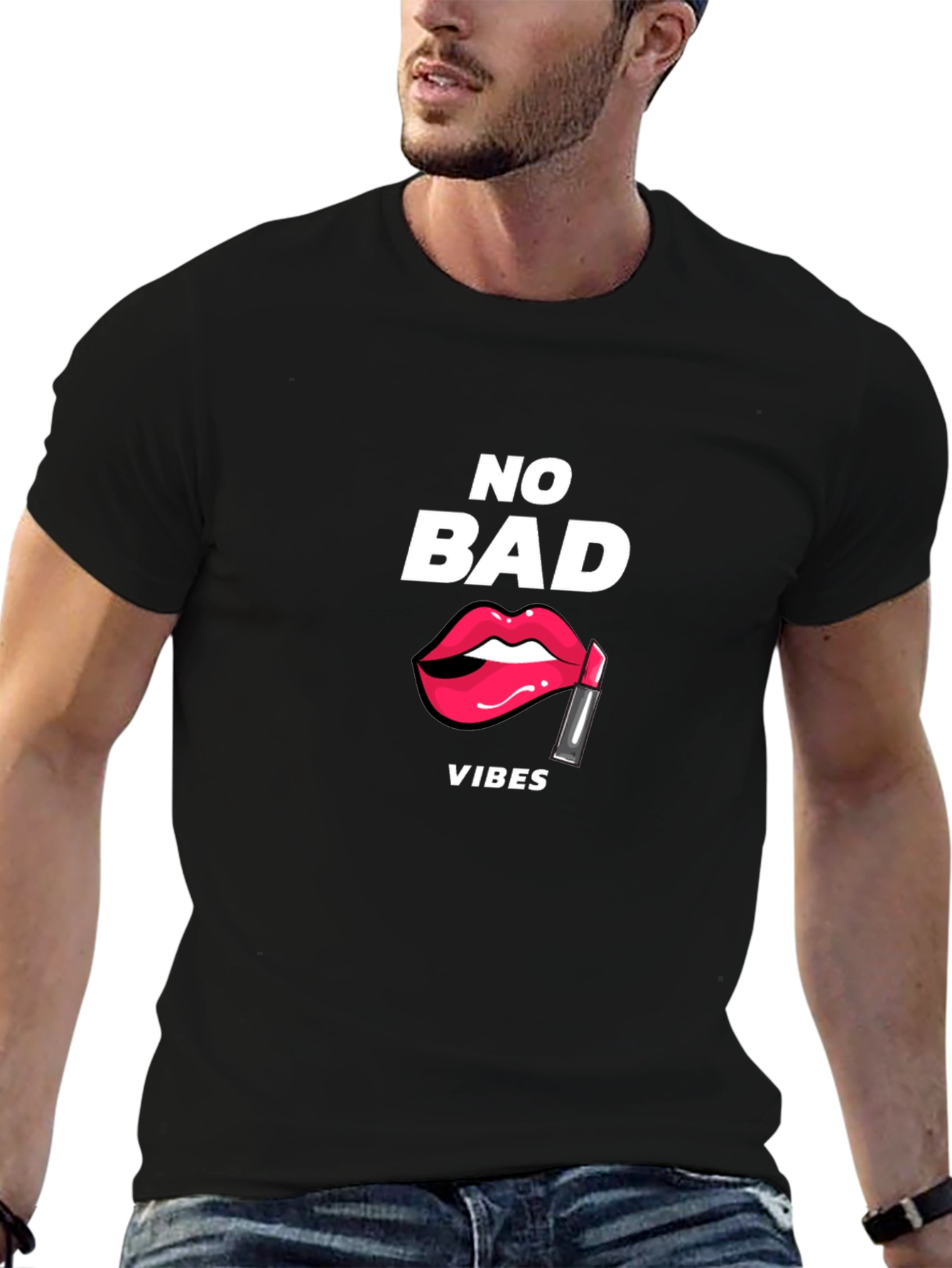 No Bad Vibes Graphic Tee - Stylish Black T-Shirt