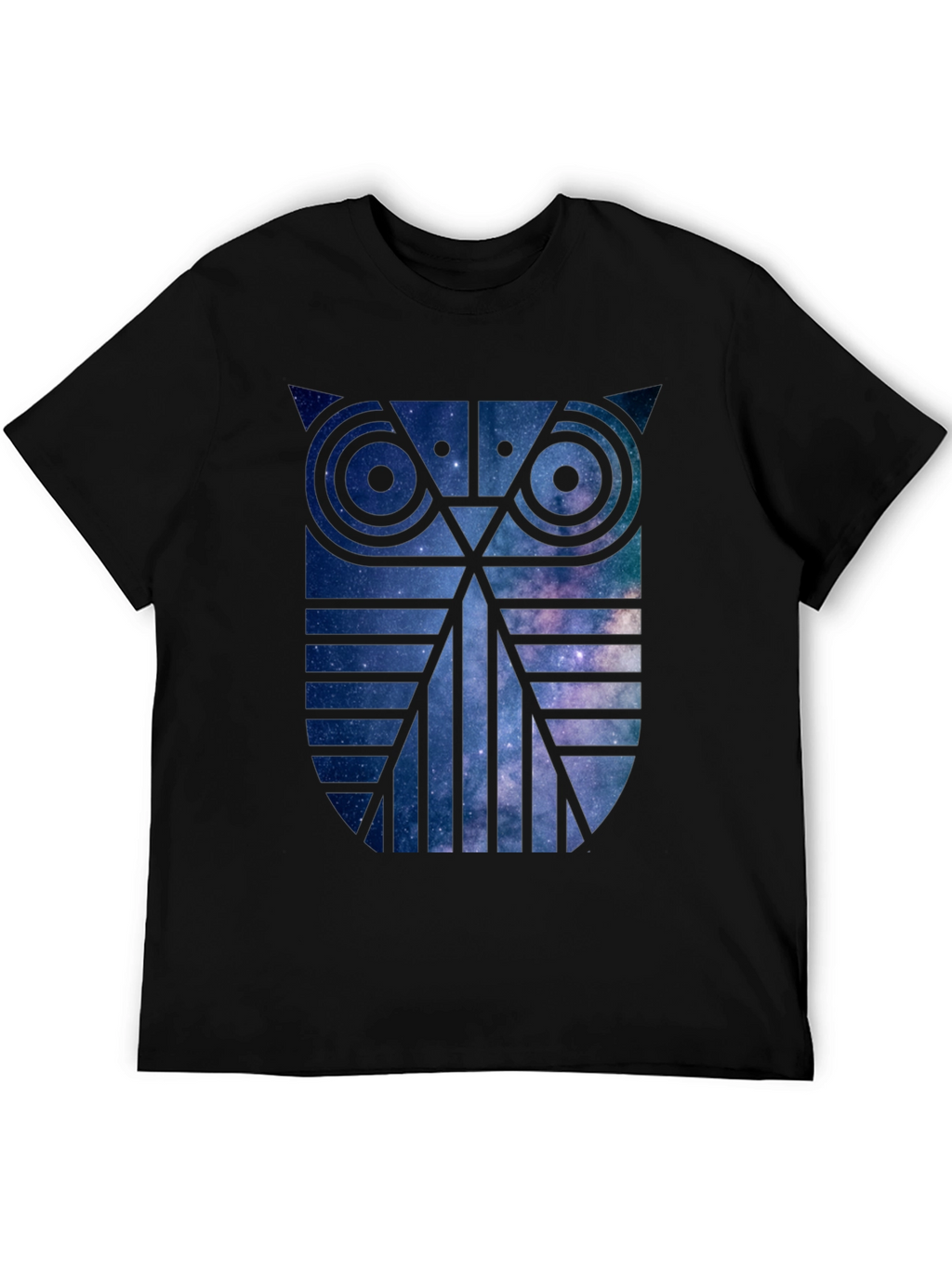 Galaxy Owl Graphic Print Crew Neck T-Shirt
