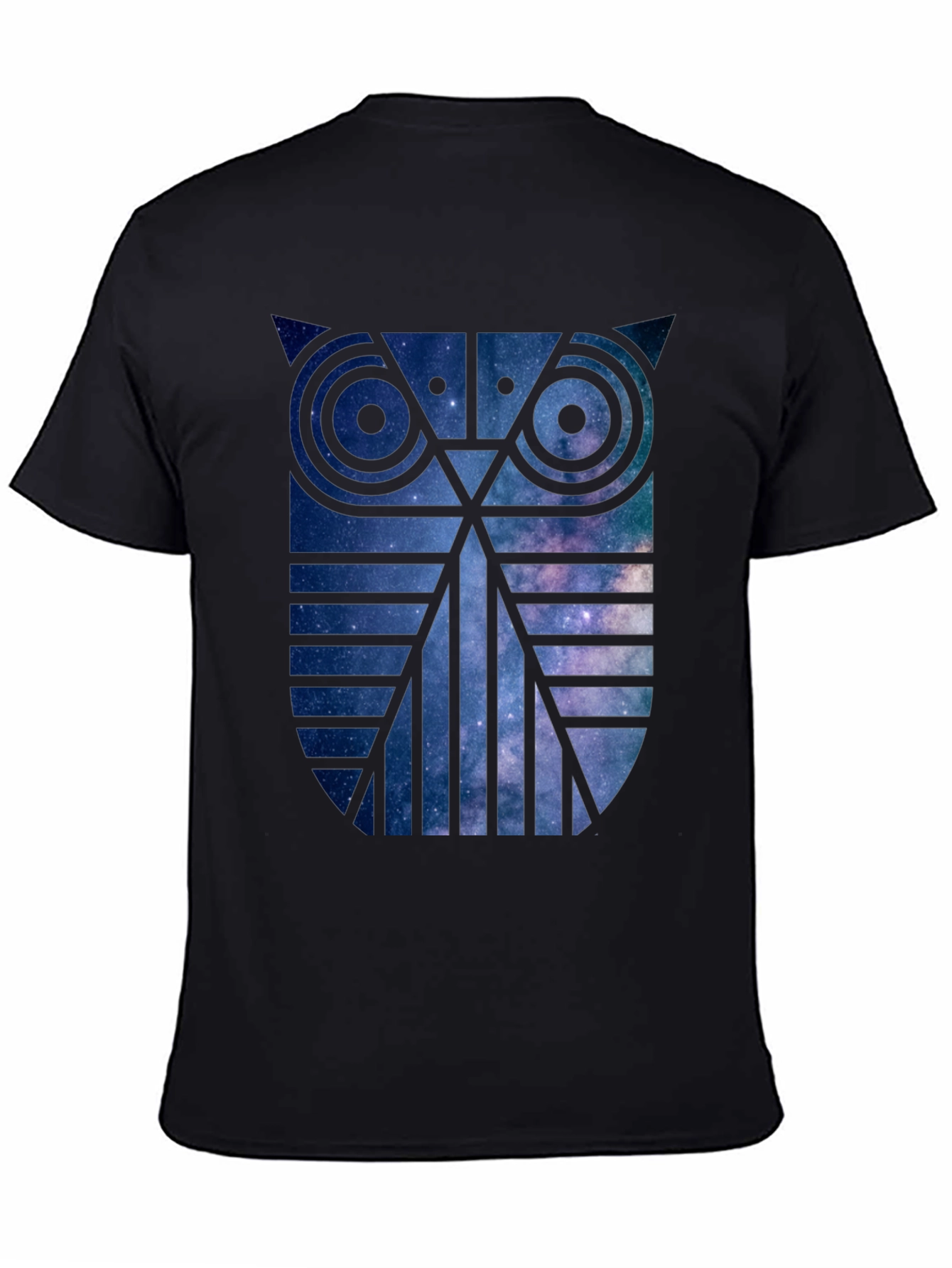Galaxy Owl Graphic Print Crew Neck T-Shirt