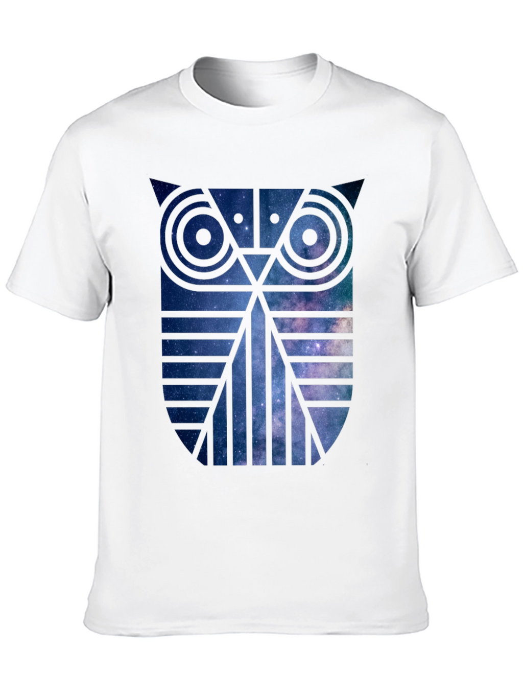 Galaxy Owl Graphic Print Crew Neck T-Shirt