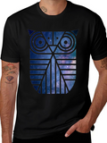 Galaxy Owl Graphic Print Crew Neck T-Shirt