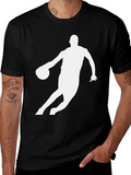 Basketball Player Graphic Tee - Black Cotton