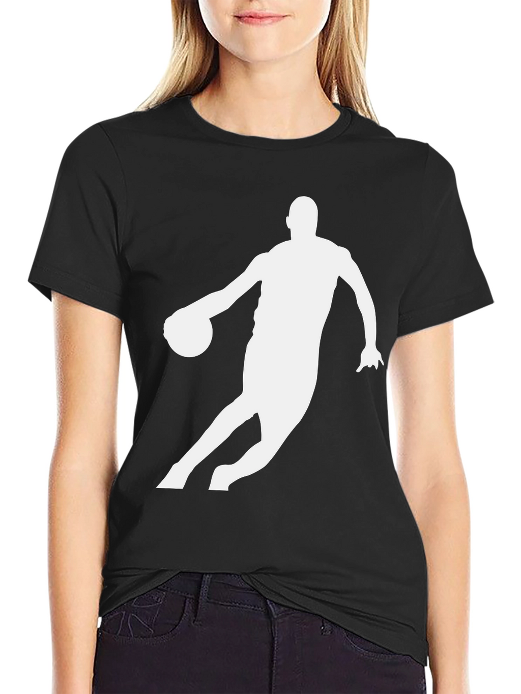 Basketball Player Graphic Tee - Black Cotton