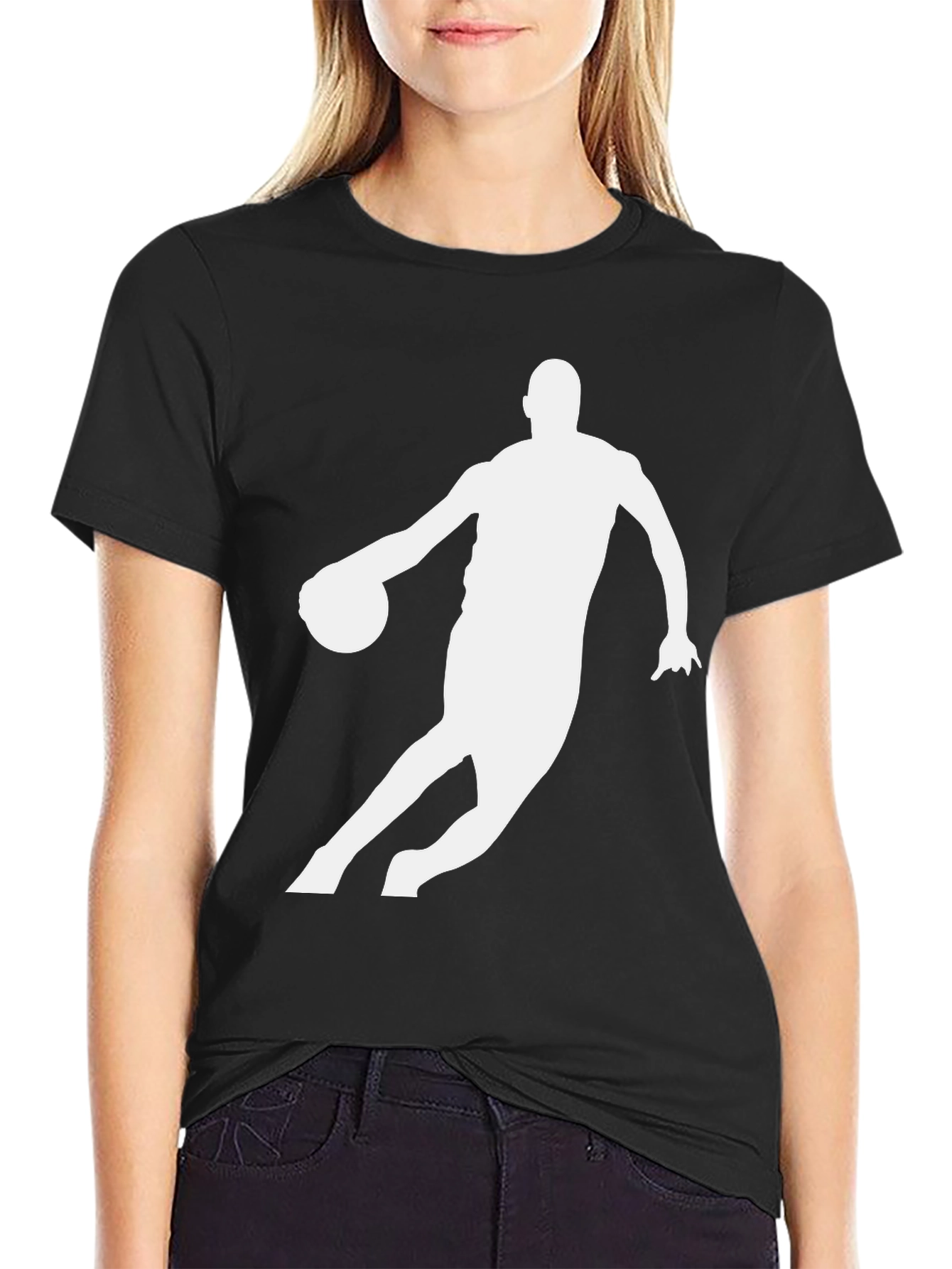 Basketball Player Graphic Tee - Black Cotton