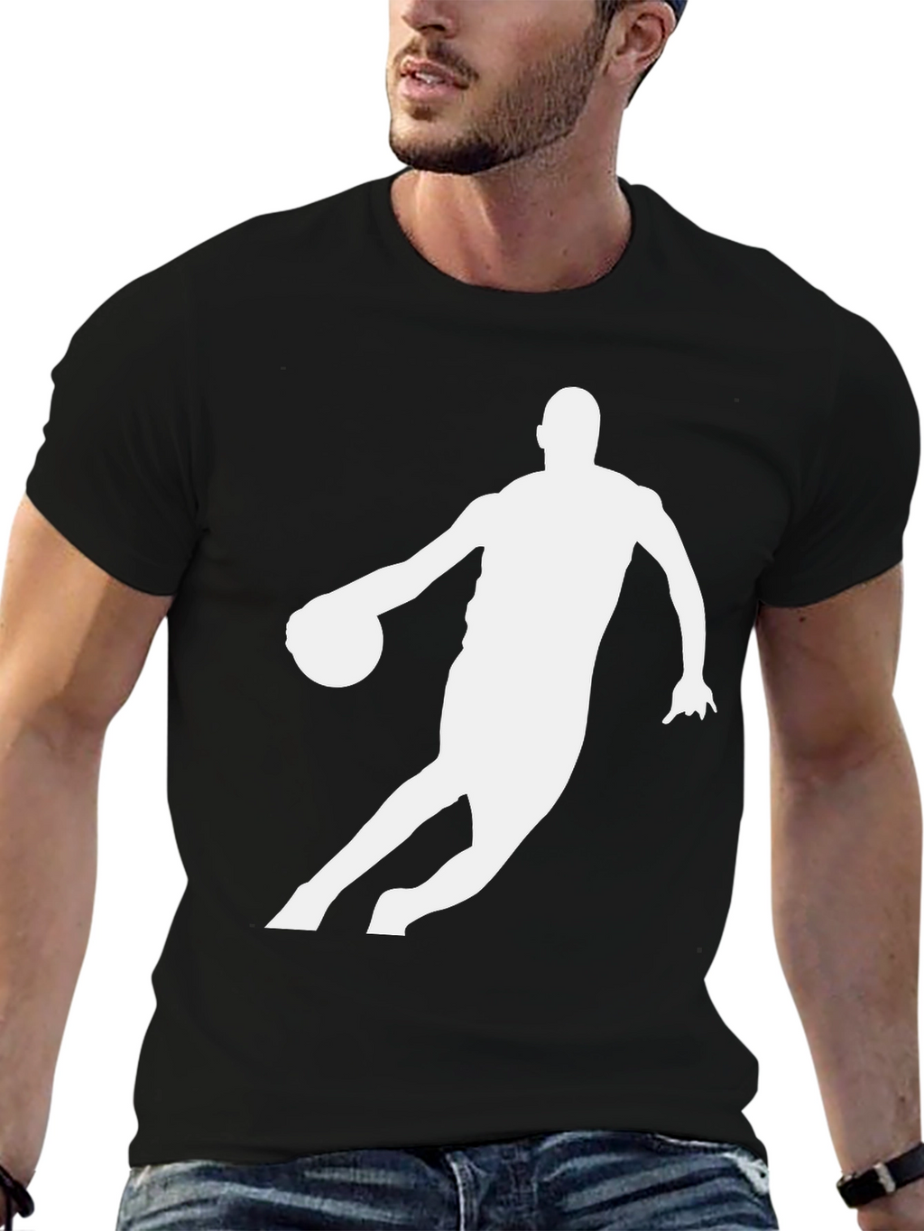 Basketball Player Graphic Tee - Black Cotton