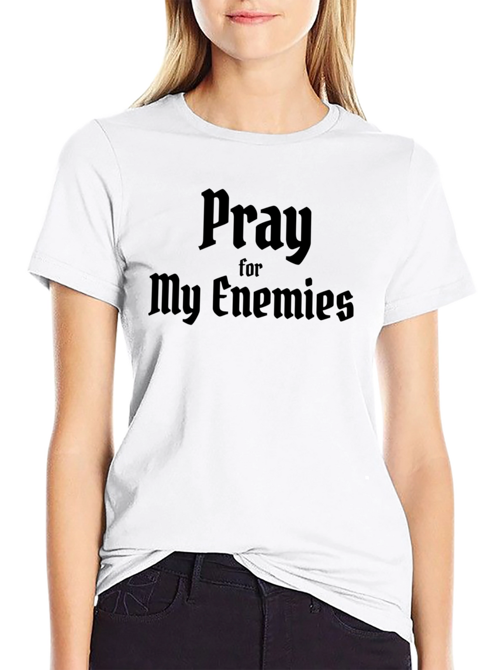 Pray For My Enemies Black Graphic T-Shirt