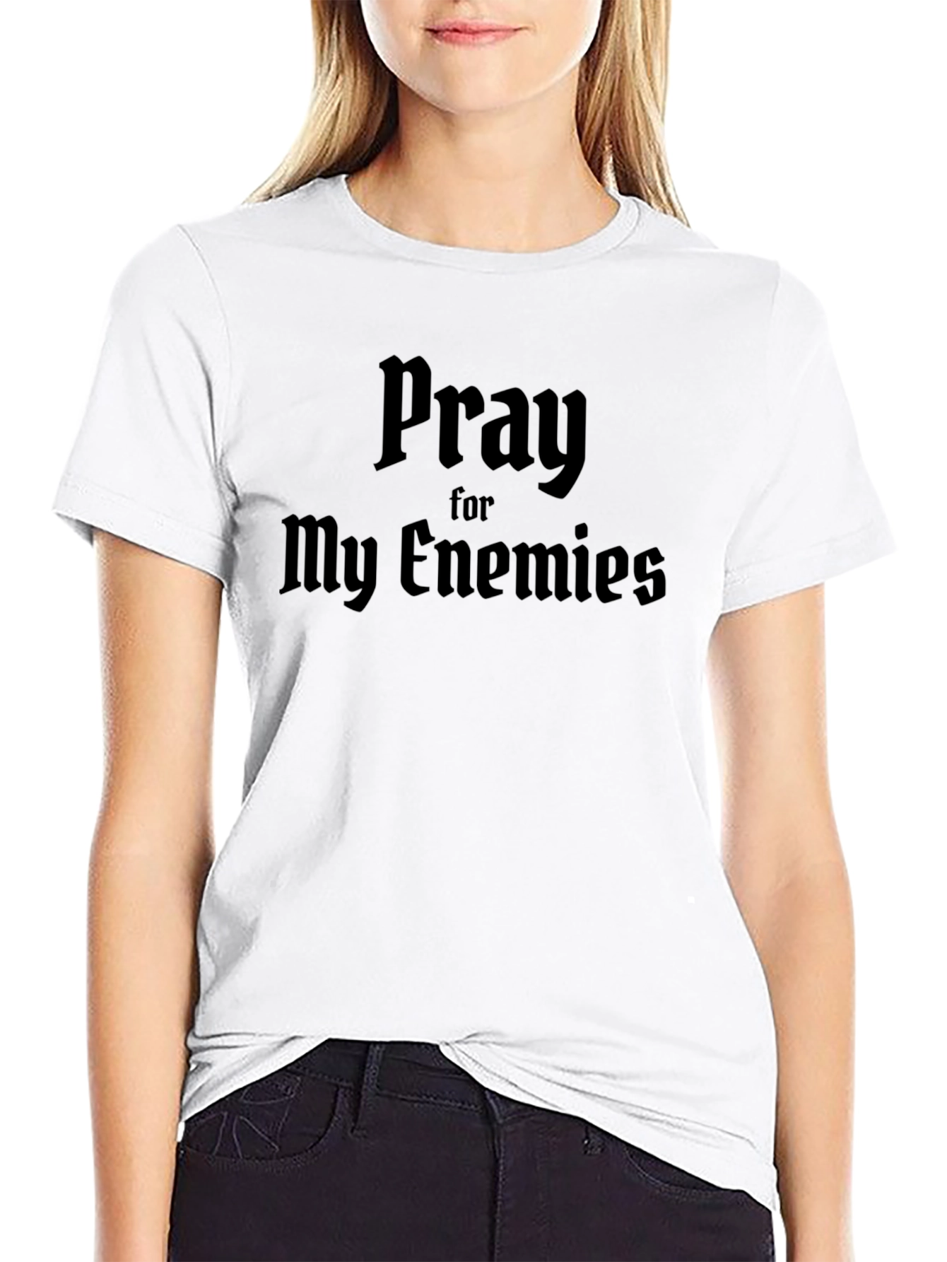 Pray For My Enemies Black Graphic T-Shirt