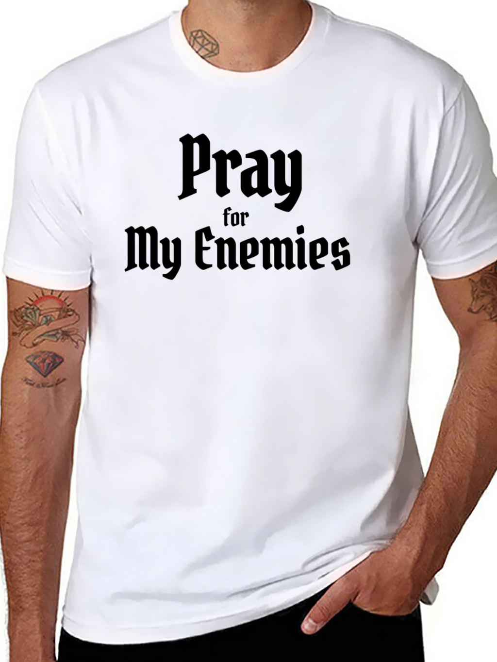 Pray For My Enemies Black Graphic T-Shirt
