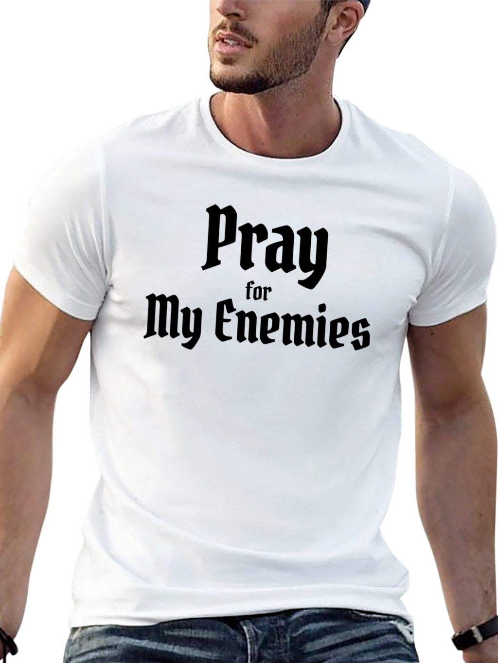 Pray For My Enemies Black Graphic T-Shirt