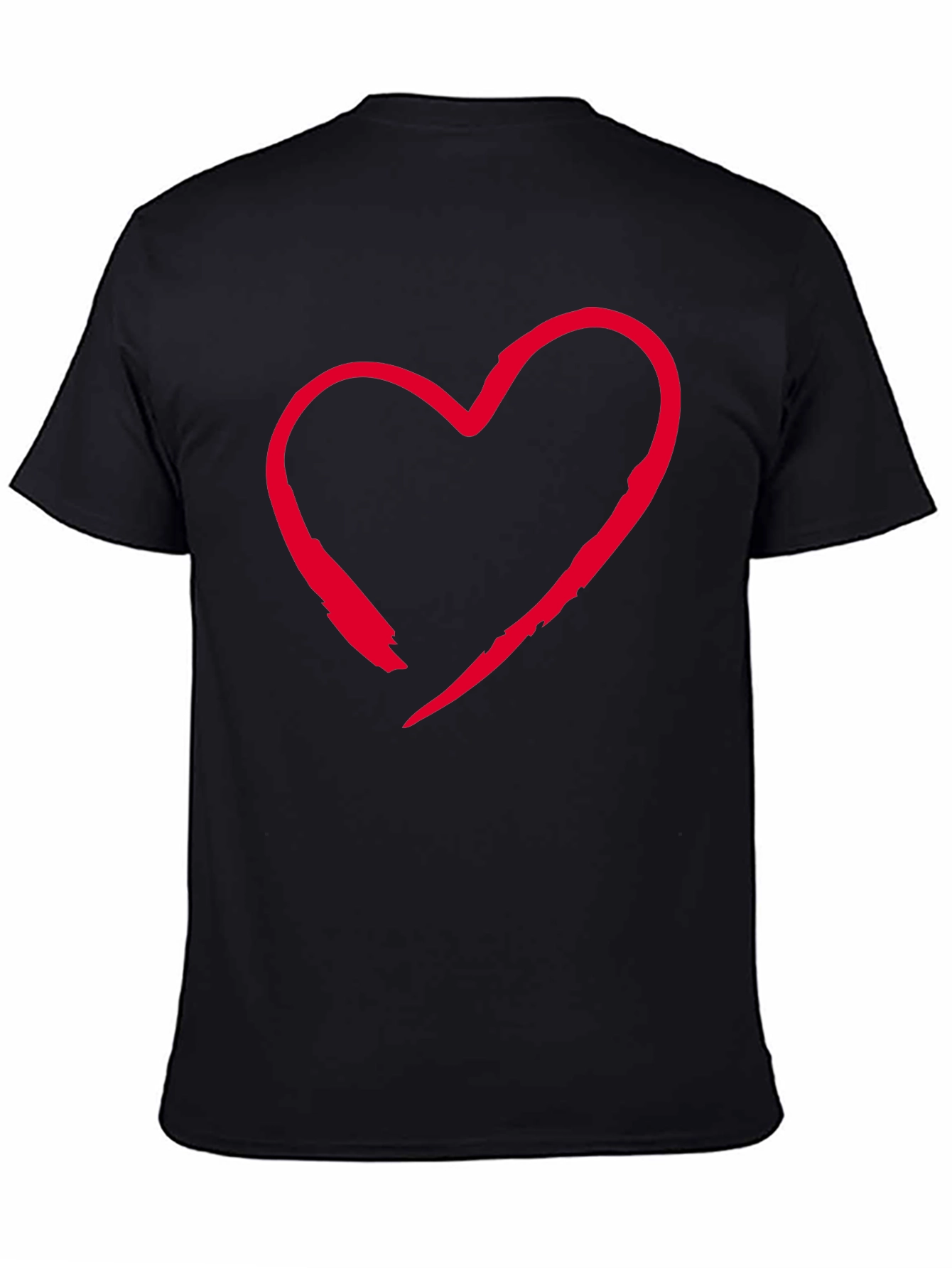 Red Heart Graphic Black T-Shirt Casual Style
