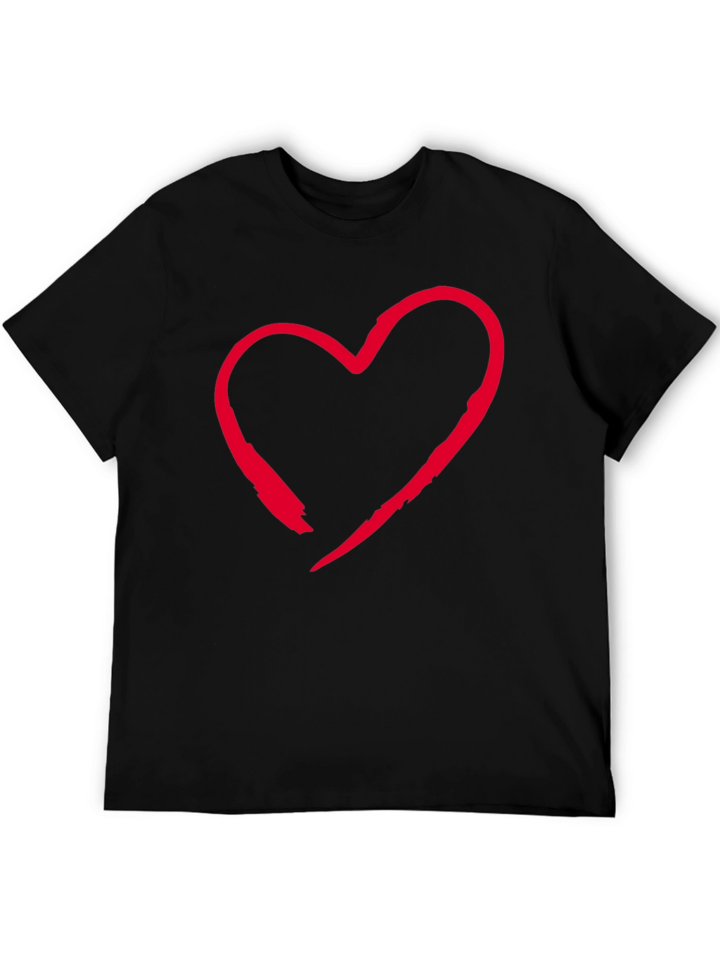 Red Heart Graphic Black T-Shirt Casual Style