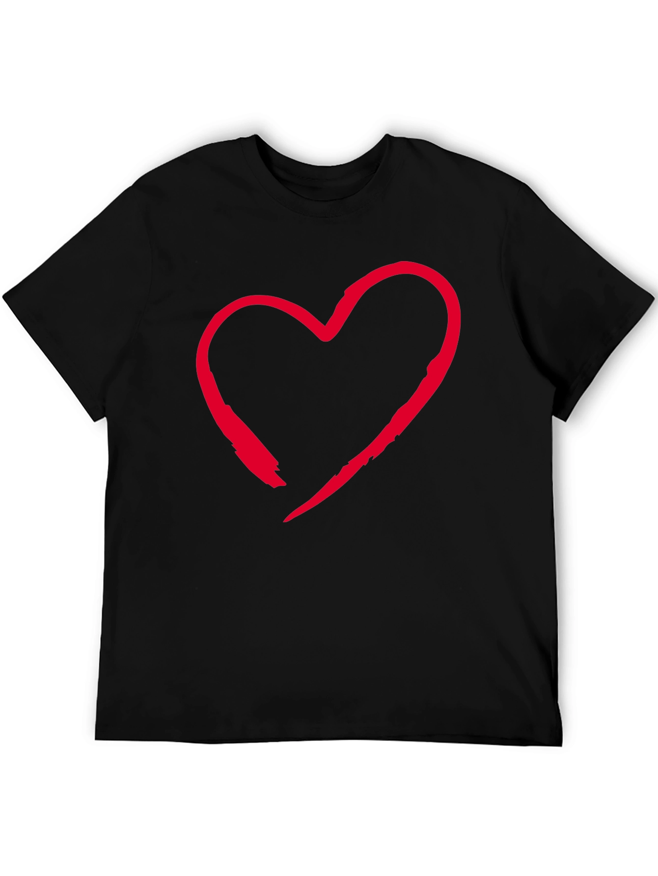 Red Heart Graphic Black T-Shirt Casual Style