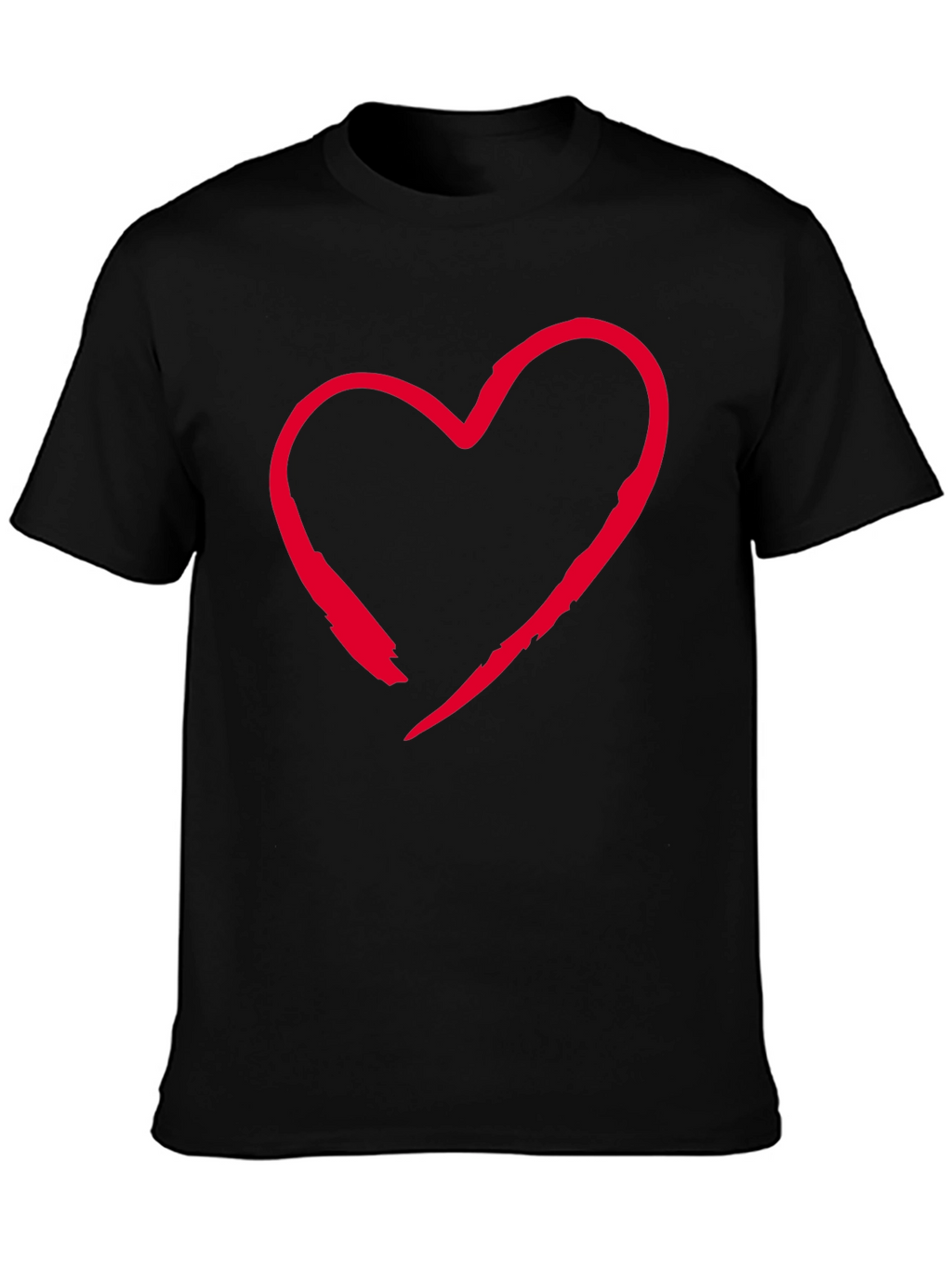 Red Heart Graphic Black T-Shirt Casual Style