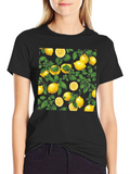 Lemon Print Black T-Shirt: Fresh & Fun Style