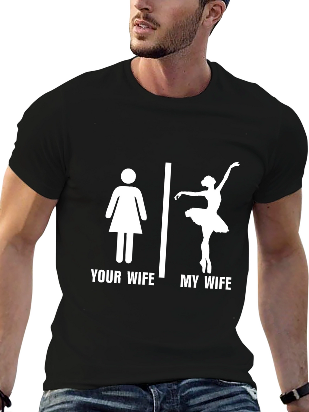 Funny My Wife Ballerina T-Shirt - Black