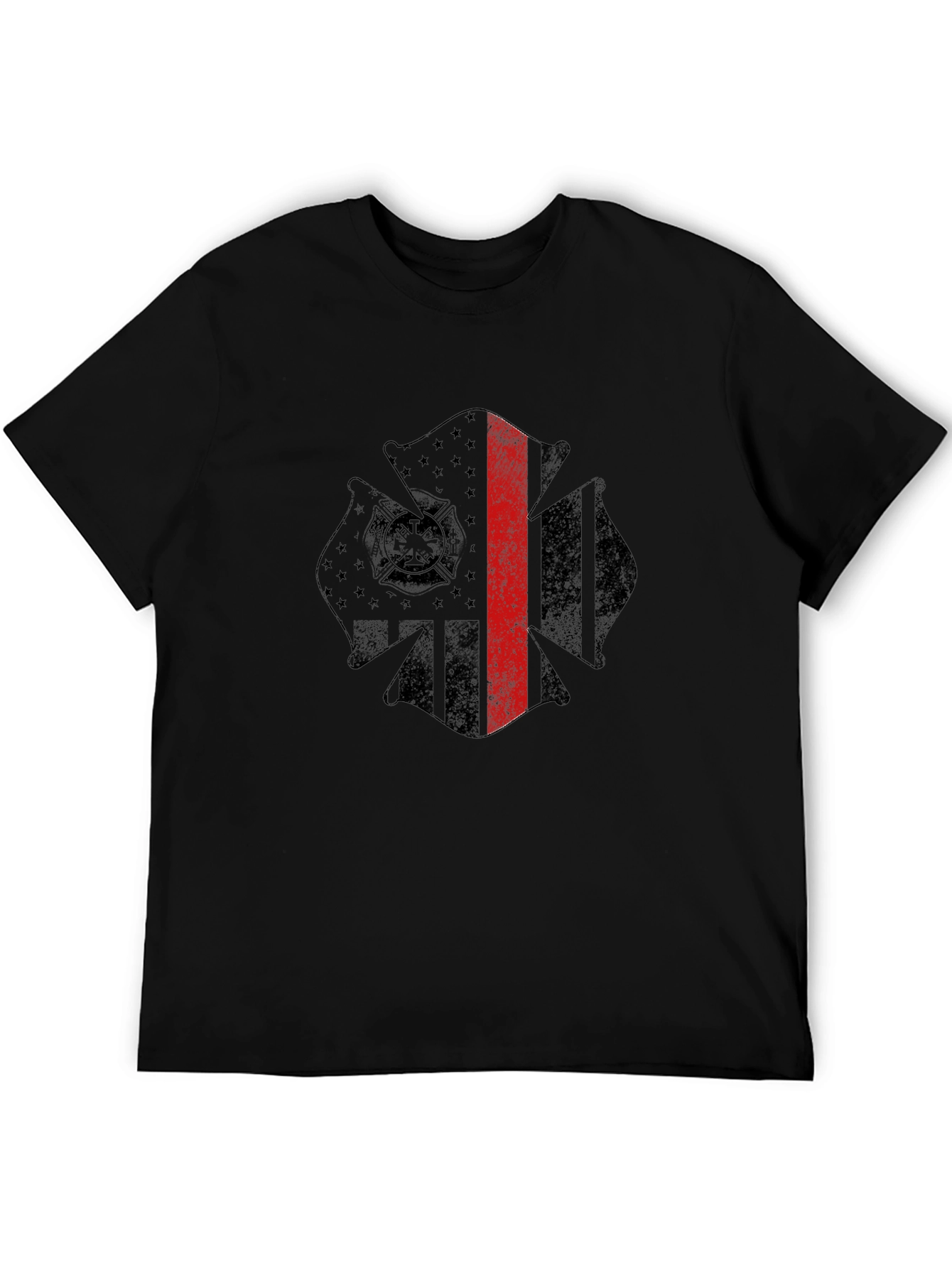 Firefighter Maltese Cross Thin Red Line Graphic T-Shirt