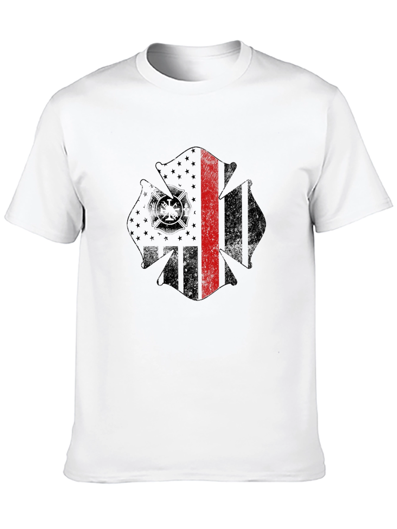 Firefighter Maltese Cross Thin Red Line Graphic T-Shirt